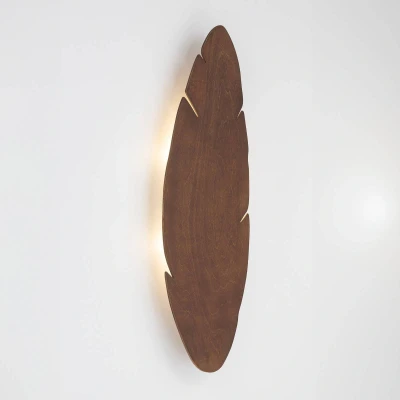 Afbeelding van Envostar wandlamp Lehti, bladvorm, walnoot, 69 x 24 cm