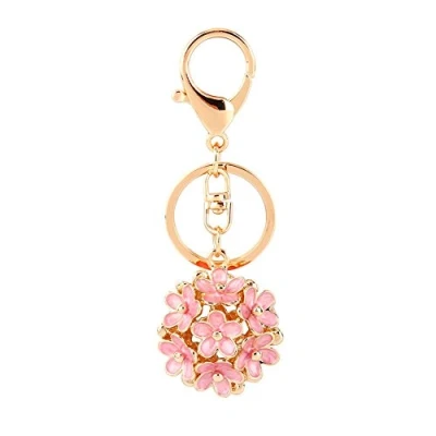 Afbeelding van Leuke bloem strass sleutelhanger met Roze kristal charme hanger kleurrijke voor tas handtas auto cadeau decoratie vijf kleuren,