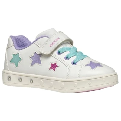 Afbeelding van Geox Light UP Skylin GIRL Sneakers laag voor kinderen, Maat: 25, White/multicolor Imitatieleer/ textiel