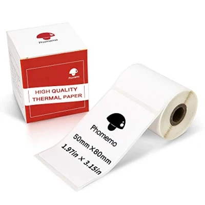 Afbeelding van Phomemo Multifunctioneel zelfklevend etikettenpapier voor thermische etiketten, 50 x 80 mm, geschikt labelprinter M110 M200, 100 etiketten/rol