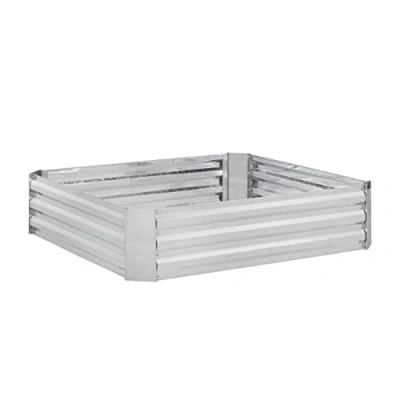 Afbeelding van Relaxdays Verhoogde bloembak van verzinkt metaal, voor bloemen, planten en groenten, 30 x 120 90 cm, vierkant bloembed, zilver