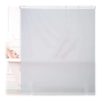 Afbeelding van Relaxdays douche rolgordijn wit douchegordijn gordijn bad &amp; waterafstotend 140x240cm