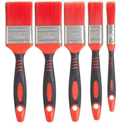 Afbeelding van Fit For The Job 5 delige borstelset met zachte handgreep zonder haarverlies voor een gladde afwerking glanzende en zijdematte emulsieverf op muren, plafonds, meubels, hout metaal