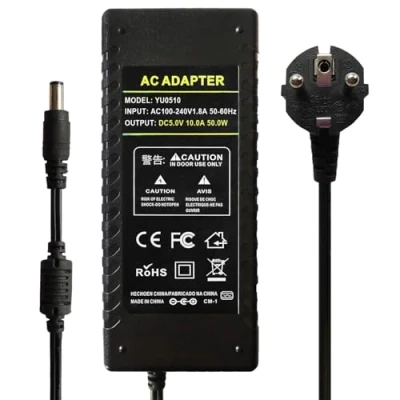 Afbeelding van Tesfish 5 V 10 A voeding 50 W led transformatoren 5,5 x 2,1/2,5 mm voor wifi router, lichtstrip WS2811 / WS2812B