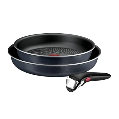 Afbeelding van Tefal Ingenio Enjoy L7239043 pannenset, 3 delig, 24/28 cm, met afneembare handgreep, Light Tech Technology, ruimtebesparend, titanium coating, antiaanbaklaag, geschikt voor alle warmtebronnen