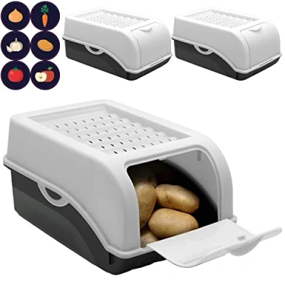 Afbeelding van ARTECSIS Set van 3 bewaardozen voor levensmiddelen, l, wit + 6 stickers/fruit, groenten