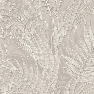 Afbeelding van Dutch Wallcoverings Grace Tropical palm leaf mink vliesbehang 10m x 53cm GR322103