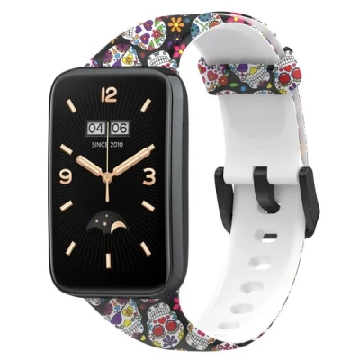 Afbeelding van Siliconen bandje met print Schedeltjes Xiaomi Smart band 7 Pro