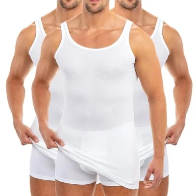 Afbeelding van HERMKO 3007 heren onderhemd extra lang (+10 cm) tank top 100% biologisch katoen maat 4 12, Wit