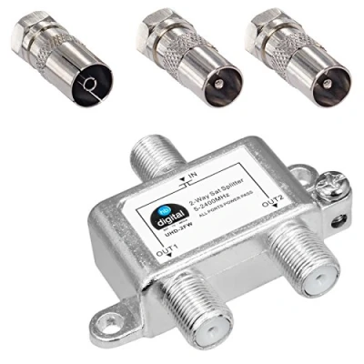 Afbeelding van HB DIGITAL BK satellietsplitter FM 2 weg (2 weg) 5 2400 MHz digitaal en analoog compatibel met SAT DVB S S2 C kabeltelevisie antennes IEC kabel