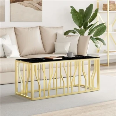 Afbeelding van Salontafel 110x45x45 cm roestvrij staal en glas goudkleurig
