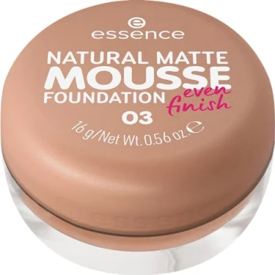 Afbeelding van essence cosmetics Matte natuurlijke foundation, nr. 03, nude, matterend, dekkend, express resultaat, mat, veganistisch, olievrij, parfumvrij, alcoholvrij, 1 verpakking (15 g)