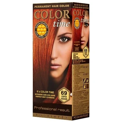 Afbeelding van Colour Time Permanente Haarkleur Gel Verrijkt met Royal Jelly en Vitamine C Haarkleuring Kleur 69 Koper Passie 100 ML