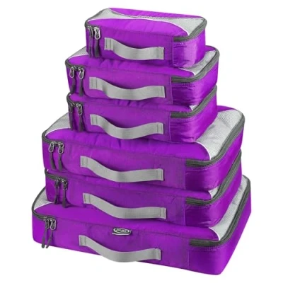 Afbeelding van G4Free Set van 6 reiskubussen, organizer voor bagage, met bescherming, paars