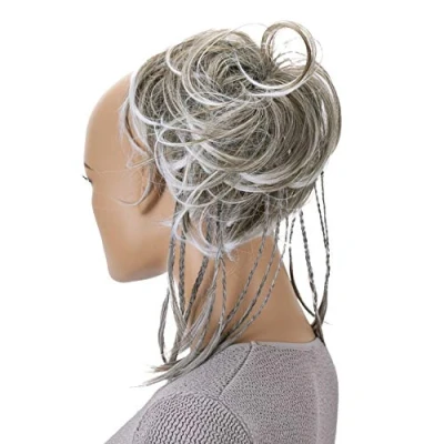Afbeelding van PrettyShop XXL haarstrik, bruidskapsels, golvend, volume, rommelig, grijs mix, G10D