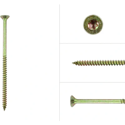 Afbeelding van Wovar Spaanplaatschroeven Geel Verzinkt 6 x 120 mm Torx 30 met snijpunt Doos 100 Stuks