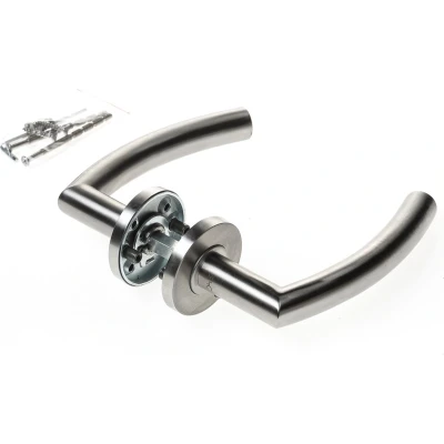 Afbeelding van D4E rvs deurkruk vast draaibaar op rozet kl4 curve design
