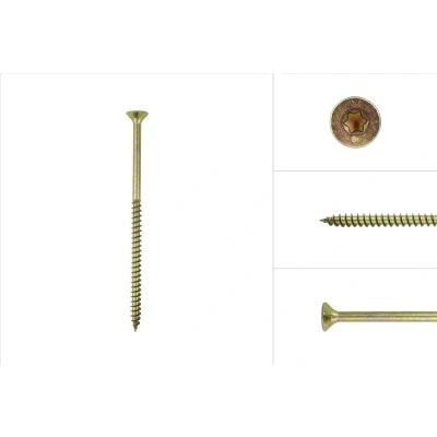 Afbeelding van Wovar Spaanplaatschroeven Geel Verzinkt 5 x 100 mm Torx 25 met snijpunt Doos 200 Stuks