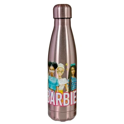 Afbeelding van Undercover Barbie vacuümfles Voor kinderen Dubbelwandige vacuümisolatie 450 ml Lekvrij Roestvrij staal Roze en glitter meisjes
