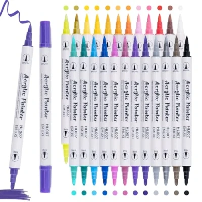 Afbeelding van Carehabi Set van 24 waterdichte acrylstiften voor glas, hout, canvas, keramiek, Kerstmis, Pasen, knutselen