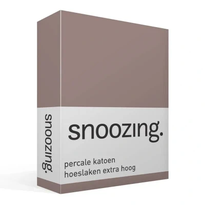 Afbeelding van Snoozing Hoeslaken Extra hoog Eenpersoons 70x200 cm Percale katoen Taupe