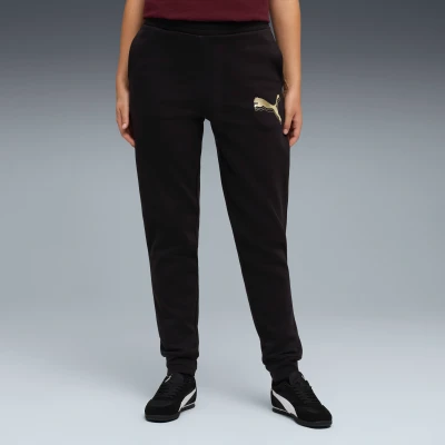 Image de PUMA Pantalon de survêtement à logo métallisé Essentials Femme, Vêtements, Noir/Métallique Doré, XL