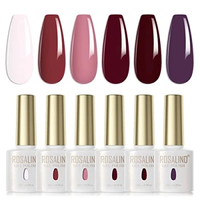 Afbeelding van ROSALIND Set nagellak, semi permanent, 6 kleuren, UV, LED, soak off, gel, French manicure, ml
