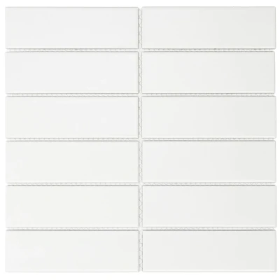 Afbeelding van The Mosaic Factory Barcelona mozaïektegel 4.5x14.5x0.6cm voor wand en vloer binnen buiten vierkant Keramiek Mat Wit Minimalistisch design