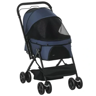 Afbeelding van PawHut Poussette pour chien et chat Oxford Bleu 76,5 x 52 95 cm