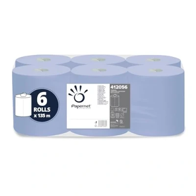 Image de Papernet Lot de 6 rouleaux papier essuie mains à dévidage central 401596 360 m 900 déchirures, 2 plis, 700 services 37,3 x 36 cm