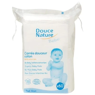 Afbeelding van Baby Wattenvierkantjes Bio 60St