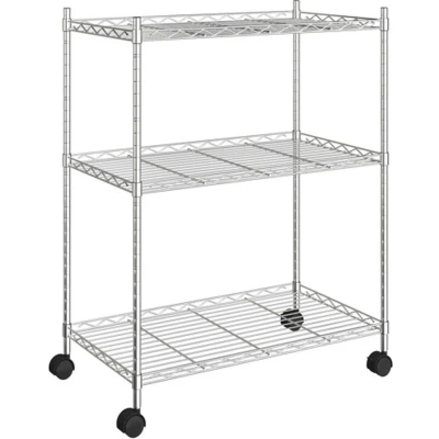 Afbeelding van Opbergrek met wielen 3 laags 150 kg 60x35x81 cm chroomkleurig