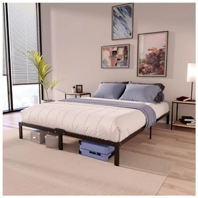 Afbeelding van Bedframe 120 x 200 cm met lattenbodem en 190 poten Hoogte 35 Stabiele structuur, eenvoudige montage opbergruimte