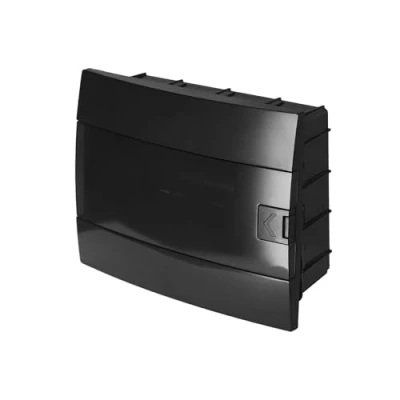 Afbeelding van Inbouwverdeelkast, 1 rij voor 12 modules, 110 x 285 223 mm, IP40, zwart, elektrische behuizing van ABS, koffer binneninstallaties Horoz Electric