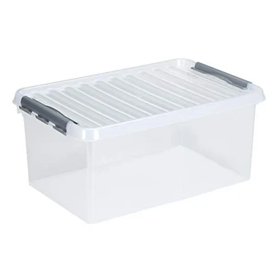 Afbeelding van Set van 6 Sunware Q Line boxen, 45 liter, 60 x 40 26 cm, transparant/metallic