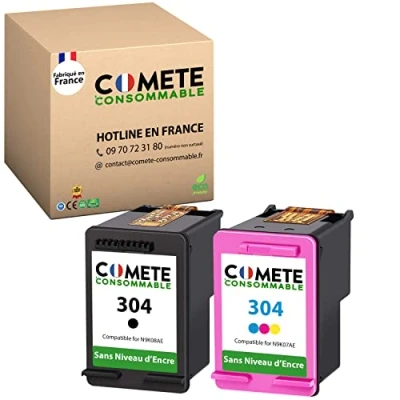 Image de COMETE 304 2 Cartouches d&#039;encre Compatible avec HP sans Niveau Marque française