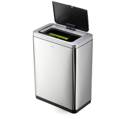 Afbeelding van Durable NO TOUCH DUO 342423 Afvalbak 40 l (b x h d) 460 650 270 mm Zilver Met automatische deksel 1 stuk(s)
