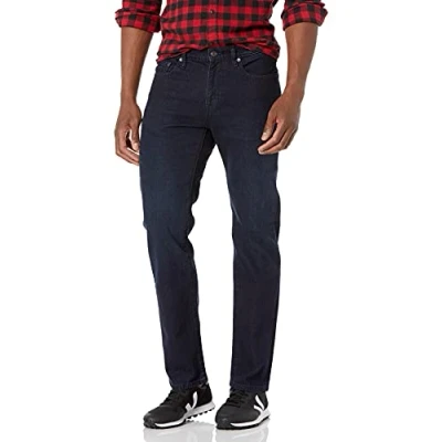 Image de Amazon Essentials Jean pour homme, coupe droite, bleu sur teinture, 81,3 x cm (l L)