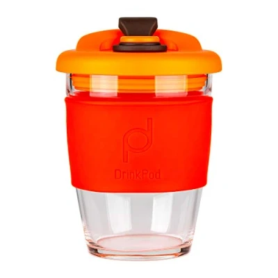 Afbeelding van Herbruikbare Koffiebeker 340ml Vulcano Red Glas Pioneer