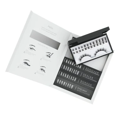 Afbeelding van Nanolash starterset voor wimperextensions om zelf thuis aan te brengen, 36 clusters wimpers + bonder sealer remover applicator (zwart, Harmony)