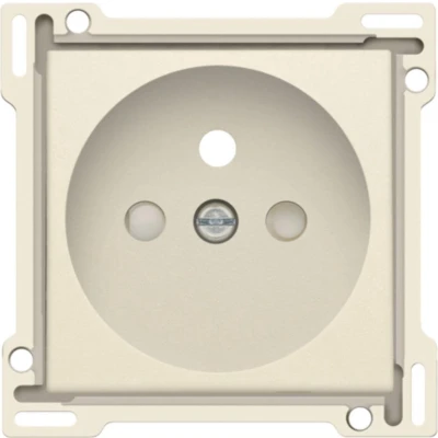 Afbeelding van Afwerkingsset voor stopcontact met penaarde en kinderveiligheid, inbouwdiepte 28,5 mm, cream