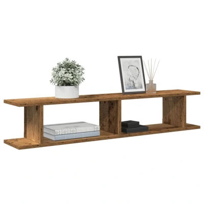 Afbeelding van vidaXL Wandschappen 2 st 105x18x20 cm bewerkt hout oud houtkleurig