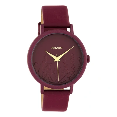 Afbeelding van OOZOO Timepieces biking rode horloge met leren band C10609