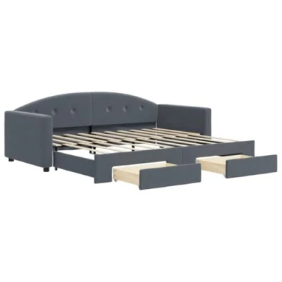 Afbeelding van vidaXL Slaapbank onderschuifbed en lades 90x190 cm fluweel donkergrijs