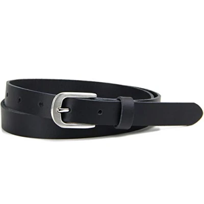 Afbeelding van Frentree Leren damesriem Made in Germany, 2 cm smalle basisriem van echt leer voor taille en jeans, zwart, zwart.