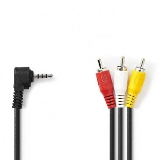 Afbeelding van Composiet AV kabel Nedis 1 meter (Jack 3.5 mm naar 3x tulp, Vernikkeld)