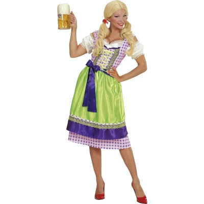 Afbeelding van Widmann Boeren Tirol &amp; Oktoberfest Kostuum Beierse Dirndl Paars / Groen Vrouw Groen, Small Bierfeest Verkleedkleding