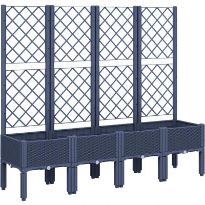 Afbeelding van Plantenbak met latwerk 160x40x142 cm polypropeen grijs