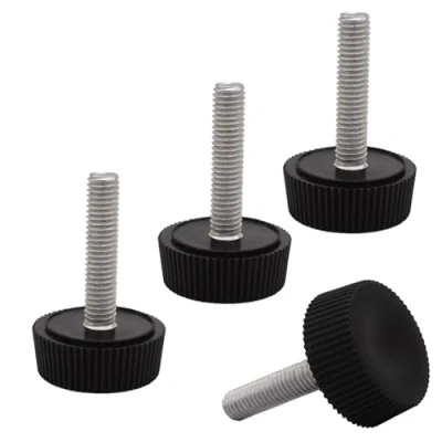 Afbeelding van SKIR&#039;CO Set van 4 nivelleringsvoeten M5 x 20 mm, verstelbare ronde metalen poten, draadstang, nivelleringsvoet