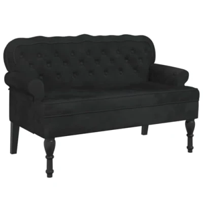 Afbeelding van vidaXL Bankje met rugleuning 119,5x64,5x75 cm fluweel zwart